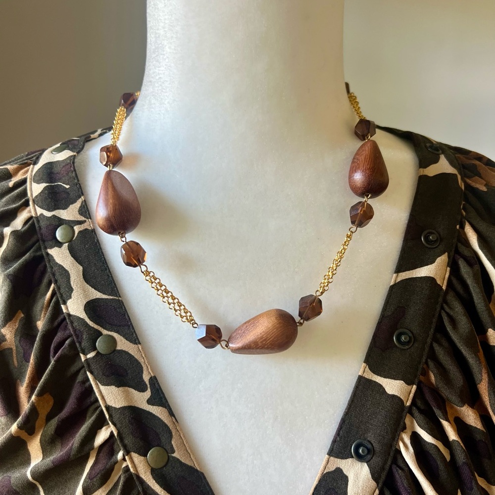 Wood and Gold boho necklace